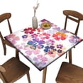 thumbnail image 1 of Elastic Edge Fitted Square Table Cover, Flower Pattern Printed on Wrinkle Resistant Polyester Table Cover, for Holiday Family Banquet and Patio Use, Fit for 30"" x 30""square table, 1 of 4
