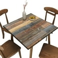 thumbnail image 1 of Elastic Edge Fitted Square Tablecloth, Brown Wood Grain Polyester Table Cloth, Great for Outdoor Home Kitchen/Parties/Holiday Dinner, Fit for 32" x 32"Square Table, 1 of 4