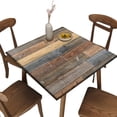 thumbnail image 1 of Elastic Edge Fitted Square Tablecloth, Brown Wood Grain Polyester Table Cover, for Outdoor Patio and Indoor Kitchen Dining Party, Fit for 36" x 36"Square Table, 1 of 4