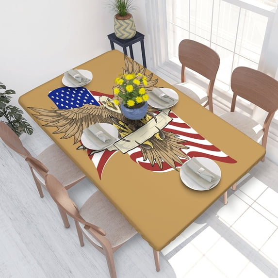 Elastic Edge Fitted Tablecloth American Eagle for Rectangle Table 4 FT 30 X 48 Inch
