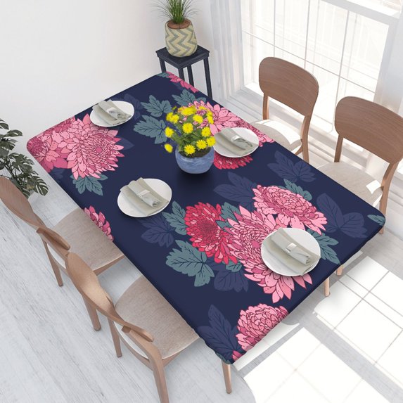 Elastic Edge Fitted Tablecloth Bouquet Flowers And Leaves Retro for Rectangle Table 4 FT 30 X 48 Inch
