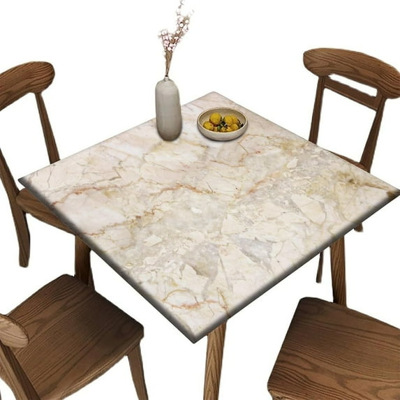 Elastic Edge Fitted Tablecloth for Card Table, Marble Pattern Printed on Elastic Polyester Table Cover, Great for Outdoor Home Kitchen/Parties/Holiday Dinner, Fit for 36" x 36"Square Table