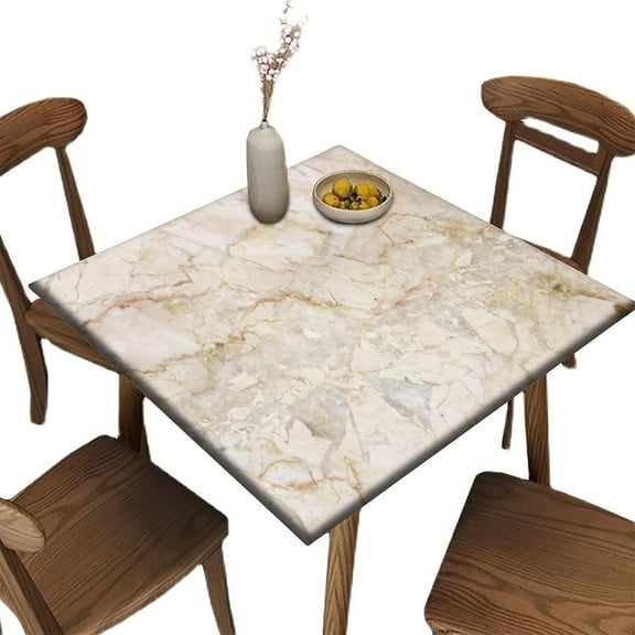 Elastic Edge Fitted Tablecloth for Card Table, Marble Pattern Printed on Elastic Polyester Table Cover, Great for Outdoor Home Kitchen/Parties/Holiday Dinner, Fit for 36" x 36"Square Table