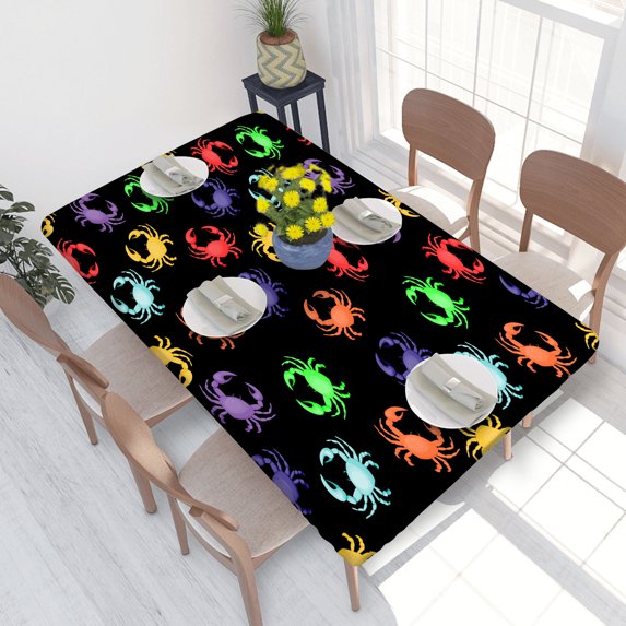 Elastic Edge Fitted Tablecloth Colorful Crabs for Rectangle Table 4 FT 30 X 48 Inch