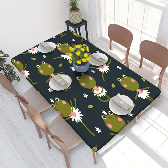Elastic Edge Fitted Tablecloth Cute Ballerina Frogs for Rectangle Table 4 FT 30 X 48 Inch