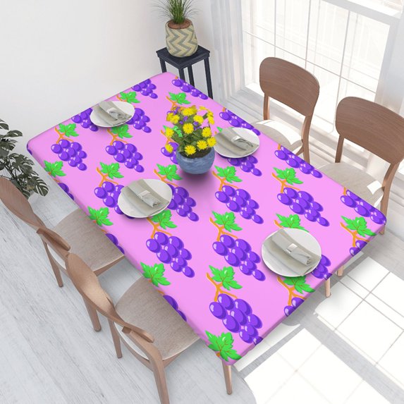 Elastic Edge Fitted Tablecloth Cute Grape for Rectangle Table 4 FT 30 X 48 Inch