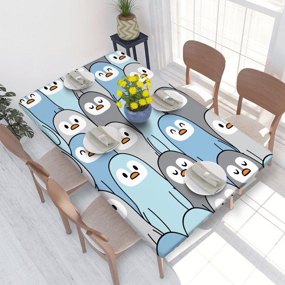 Elastic Edge Fitted Tablecloth Cute Penguin for Rectangle Table 4 FT 30 X 48 Inch