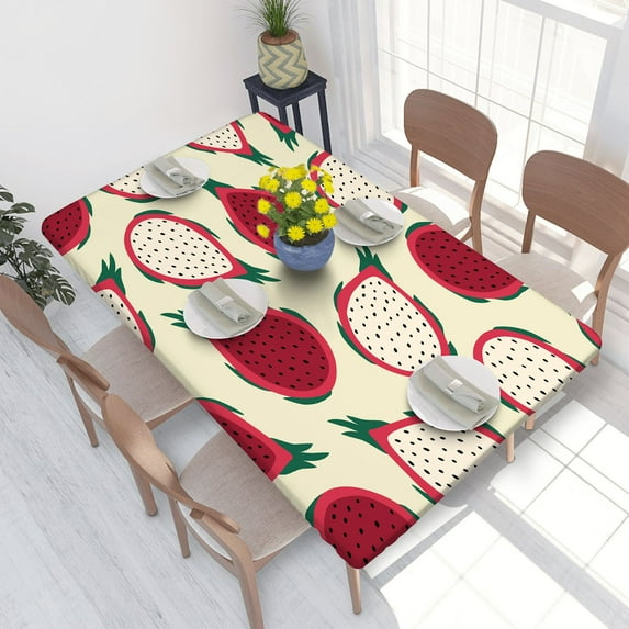 Elastic Edge Fitted Tablecloth Fresh Dragon Fruit for Rectangle Table 4 FT 30 X 48 Inch