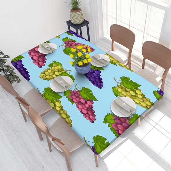 Elastic Edge Fitted Tablecloth Green And Blue Grapes for Rectangle Table 4 FT 30 X 48 Inch