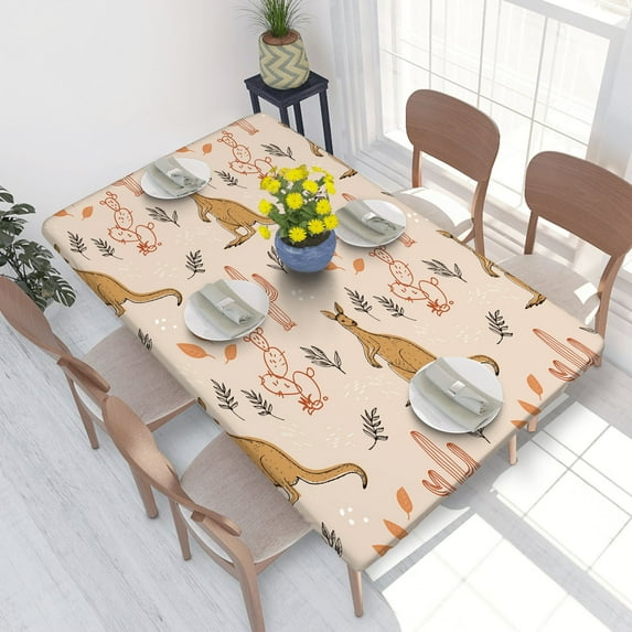 Elastic Edge Fitted Tablecloth Kangaroo for Rectangle Table 4 FT 30 X 48 Inch