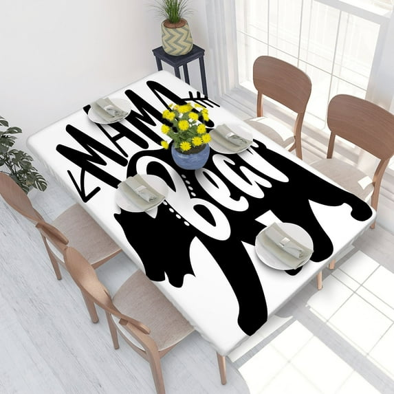 Elastic Edge Fitted Tablecloth Mama Bear for Rectangle Table 4 FT 30 X 48 Inch