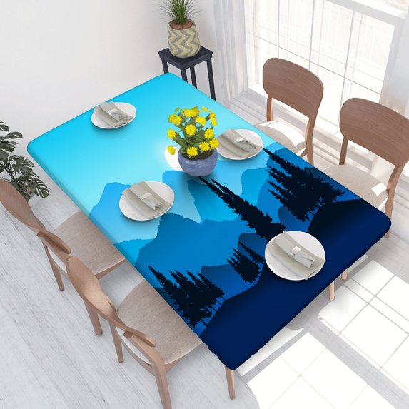 Elastic Edge Fitted Tablecloth Mountain Range As Far As The Eye Can See for Rectangle Table 4 FT 30 X 48 Inch
