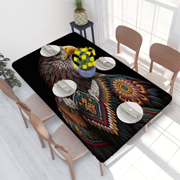 Elastic Edge Fitted Tablecloth Proud Eagle Bird for Rectangle Table 4 FT 30 X 48 Inch