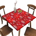 thumbnail image 1 of Elastic Edge Fitted Tablecloth Square, Red Snowflake Pattern Printed on Stretchable Polyester Table Cloth, for Wrinkle Resistant Cloths Kitchen, Fit for 36" x 36"Square Table, 1 of 4