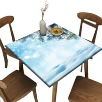 Elastic Edge Fitted Tablecloth Square, Winter Christmas Pattern Printed on Stretchable Polyester Table Cloth, for Holiday Family Banquet and Patio Use, Fit for 36" x 36"Square Table