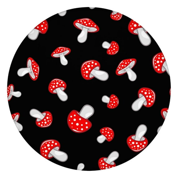Elastic Edge Mushroom Round Tablecloth Waterproof Oxford Fabric for 36–44" Table, Perfect for BBQs, Picnics, and Kitchen Meals