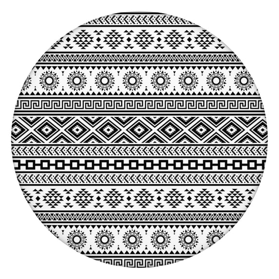 Elastic Edge Round Table Cover Boho Floral, 44 Inch Fits 38"-42" Tables, Durable & Wipe Clean for Birthday Parties and Events