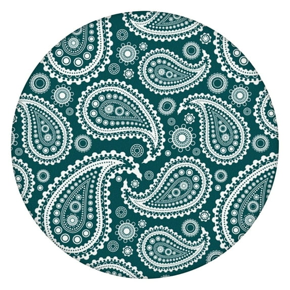 Elastic Edge Round Tablecloth with Bohemian Style - Floral Pattern for 52 to 56 Inch Tables - Stretchable Dining Cover