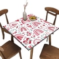 thumbnail image 1 of Elastic Edge Square Fitted Tablecloth, Boho Rainbow Floral Love Heart Polyester Table Cloth, for Outdoor Patio and Indoor Kitchen Dining Party, Fit for 40" x 40"Square Table, 1 of 4