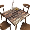 thumbnail image 1 of Elastic Edge Square Fitted Tablecloth, Farm Brown Wood Grain Polyester Table Cover, for Kitchen Dining Party Patio Tabletop Decoration, Fit for 36" x 36" Square Table, 1 of 4