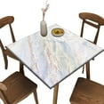 thumbnail image 1 of Elastic Edge Square Fitted Tablecloth, Marble Pattern Printed on Wrinkle Resistant Polyester Table Cover, for Wrinkle Resistant Cloths Kitchen, Fit for 36" x 36"Square Table, 1 of 5