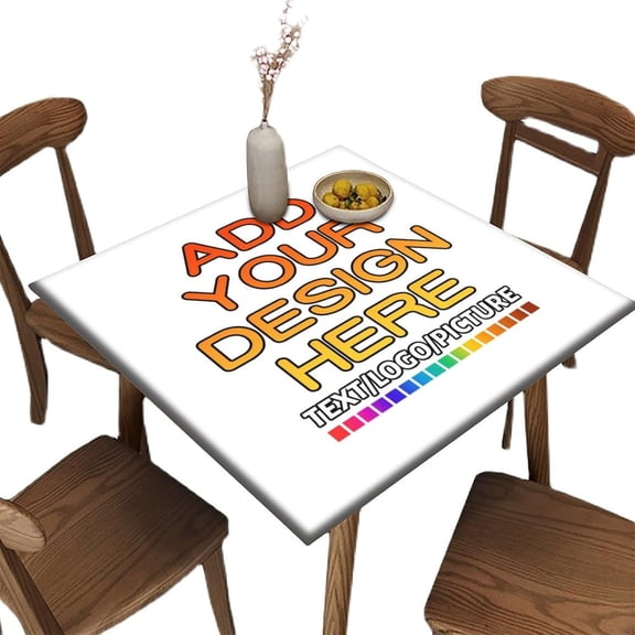 Elastic Edge Square Fitted Tablecloth, White Polyester Table Cover, for Indoor Restaurant or Outdoor Patio Party Dining, Fit for 36" x 36"Square Table
