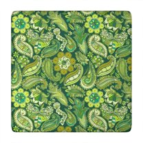 Elastic Edge Square Table Cover with Boho Flowers Pattern for Kitchen Dinettes and Outdoor Settings