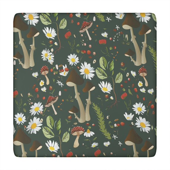 Elastic Edge Tablecloth with Elegant Floral Print, Durable Polyester for Tea Table or Balcony Use, 34x34 Inch