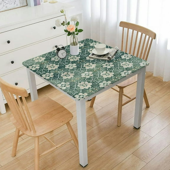 Elastic Edged Flannel Backed Vinyl Fitted Square Table Cover