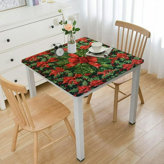 Elastic Edged Flannel Backed Vinyl Fitted Square Table Cover