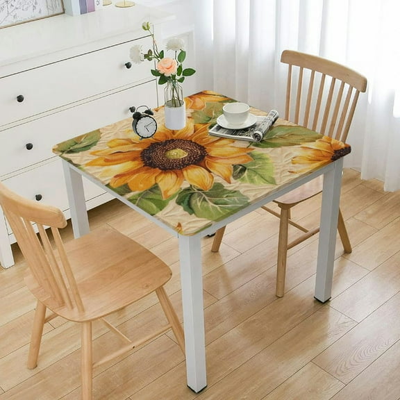 Elastic Edged Flannel Backed Vinyl Fitted Table Cover - Pattern -Square