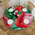 thumbnail image 1 of Elastic Edged Polyester Fitted Tablecloth, Retro Exotic Leaves Round Fitted Table Cover Fits Round, 1 of 8