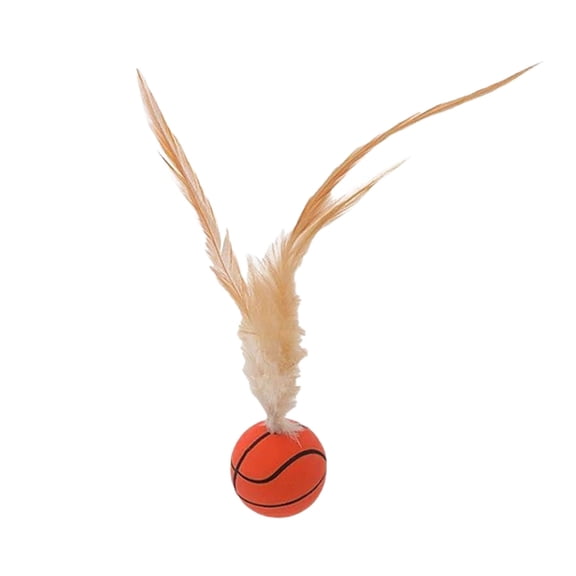 Elastic Feather Interactive Cat Toy, Bouncy Rubber Pet Chew Play Toy for Indoor Kitten Exercise Relief Stress