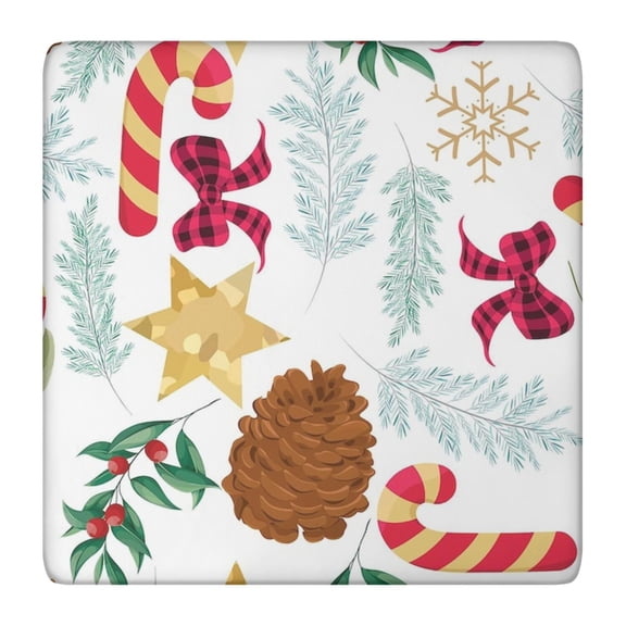 Elastic Festive Table Cover 36x36, Machine Washable Christmas Design for Party Buffet Tabletop Decoration and Scratch Guard