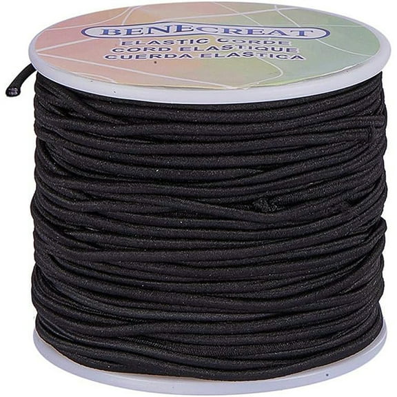 Elastic Fibre Core Spun Elastic Cord Round Black 2mm diy