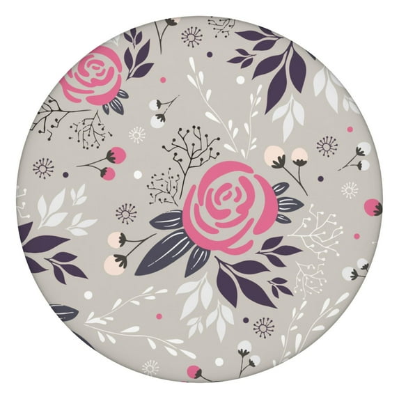 Elastic Fit Floral Round Tablecloth, Durable Water-Resistant Polyester for Kitchen, Dining, or Patio, Fits 44-52 Inch