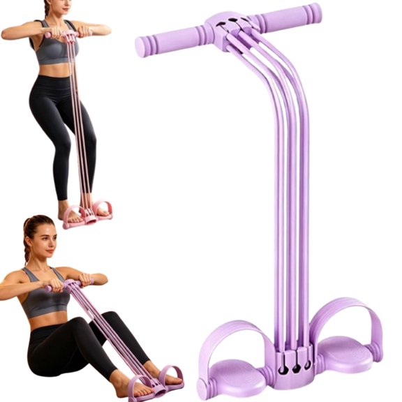 Elastic Fitness Band - Pedal Assisted Stretching Trainer, Adjustable Resistance Exercise Rope, Six-Tube Stretch Trainings Bands Handle Grip System | Resistance Training Band for Strength Training