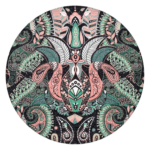 Elastic Fitted Round Table Cover for 45 to 52 Inch Table, Waterproof Oxford, Paisley Pattern, Easy Clean for Patio or Dining