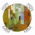 thumbnail image 1 of Elastic Fitted Round Tablecloth, Abstract Yellow Waterproof Stretch Table Cover for 55"-60" Tables, Painting Buildings Geometric Modern Art Washable Outdoor Tablecloths for Patio, Picnic, Camping, 1 of 9