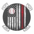 thumbnail image 1 of Elastic Fitted Round Tablecloth, American Flag Waterproof Stretch Table Cover for 55"-60" Tables, Retro US Flag Baseball Stars Gray Washable Outdoor Tablecloths for Patio, Picnic, Camping, 1 of 9