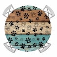 thumbnail image 1 of Elastic Fitted Round Tablecloth, Aqua Brown Waterproof Stretch Table Cover for 55"-60" Tables, Rustic Farmhouse Dog Paw Vintage Washable Outdoor Tablecloths for Patio, Picnic, Camping, 1 of 9