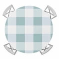 thumbnail image 1 of Elastic Fitted Round Tablecloth, Aqua Plaid Waterproof Stretch Table Cover for 55"-60" Tables, Spring Summer Farmhouse Buffalo Checkered Washable Outdoor Tablecloths for Patio, Picnic, Camping, 1 of 9
