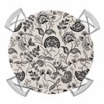thumbnail image 1 of Elastic Fitted Round Tablecloth, Black Spring Floral Waterproof Stretch Table Cover for 45"-54" Tables, Summer Botanical Farmhouse Vintage Washable Outdoor Tablecloths for Patio, Picnic, Camping, 1 of 9