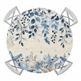 thumbnail image 1 of Elastic Fitted Round Tablecloth, Blue Coastal Starfish Waterproof Stretch Table Cover for 36"-44" Tables, Beach Nautical Shell Eucalyptus Retro Washable Outdoor Tablecloths for Patio, Picnic, Camping, 1 of 9