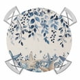 thumbnail image 1 of Elastic Fitted Round Tablecloth, Blue Coastal Starfish Waterproof Stretch Table Cover for 36"-44" Tables, Beach Nautical Shell Eucalyptus Rustic Washable Outdoor Tablecloths for Patio, Picnic, 1 of 9