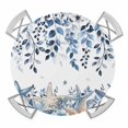 thumbnail image 1 of Elastic Fitted Round Tablecloth, Blue Coastal Starfish Waterproof Stretch Table Cover for 55"-60" Tables, Beach Nautical Shell Eucalyptus Summer Washable Outdoor Tablecloths for Patio, Picnic, 1 of 9