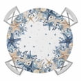 thumbnail image 1 of Elastic Fitted Round Tablecloth, Blue Coastal Waterproof Stretch Table Cover for 36"-44" Tables, Summer Beach Starfish Nautical Eucalyptus Ocean Washable Outdoor Tablecloths for Patio, Picnic, 1 of 9