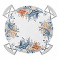 thumbnail image 1 of Elastic Fitted Round Tablecloth, Blue Coastal Waterproof Stretch Table Cover for 55"-60" Tables, Starfish Eucalyptus Leaves Ocean Nautical Conch Washable Outdoor Tablecloths for Patio, Picnic, 1 of 9