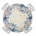thumbnail image 1 of Elastic Fitted Round Tablecloth, Blue Coastal Waterproof Stretch Table Cover for 55"-60" Tables, Summer Beach Starfish Nautical Eucalyptus Retro Washable Outdoor Tablecloths for Patio, Picnic, 1 of 9