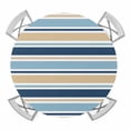 thumbnail image 1 of Elastic Fitted Round Tablecloth, Blue Khaki Striped Waterproof Stretch Table Cover for 55"-60" Tables, Farmhouse Stripes Modern Abstract Art Washable Outdoor Tablecloths for Patio, Picnic, Camping, 1 of 9